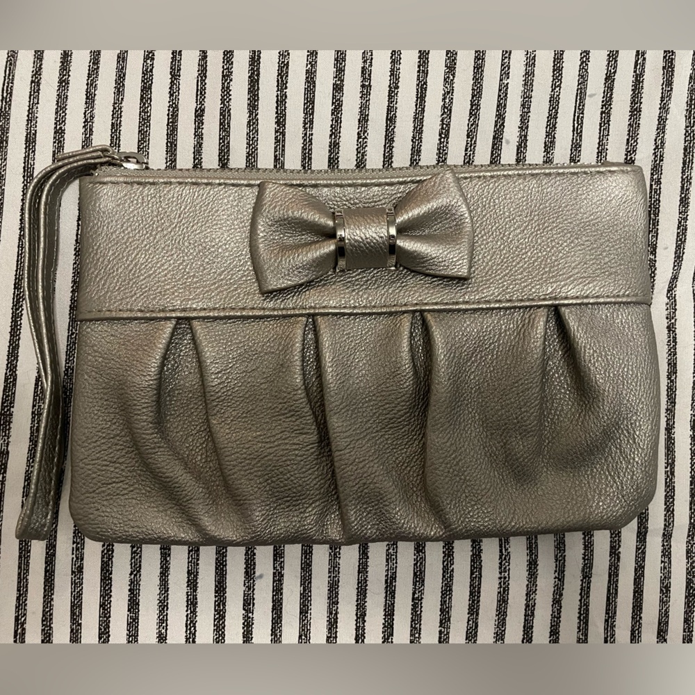 Silver clutch handbag